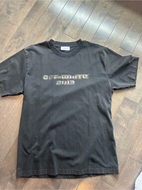 Off-White Black Short-Sleeve Tee with Multicolor 'Off-White 2013' Logo